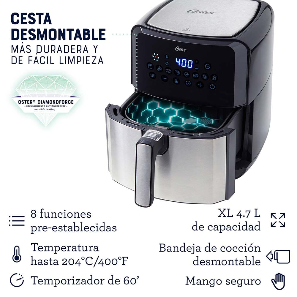 Oster® Freidora De Aire, Con Recubrimiento Antiadherente, Con Capacidad ...